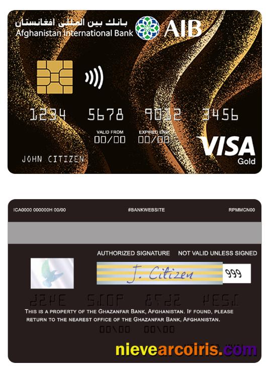Afghanistan international bank visa gold credit card